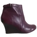 Burgundy Leather Ankle boots Lanvin