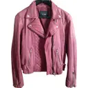 Burgundy Leather Biker jacket Maje
