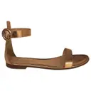 Gold Leather Sandals Gianvito Rossi