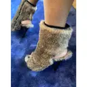 Rabbit open toe boots Celine