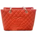 Orange Leather Handbag Chanel
