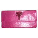 Pink Leather Clutch bag Sous Les Pavés