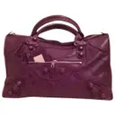 Purple Leather Handbag Work Balenciaga