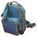 Turquoise Leather Backpack Rockstud Valentino Garavani