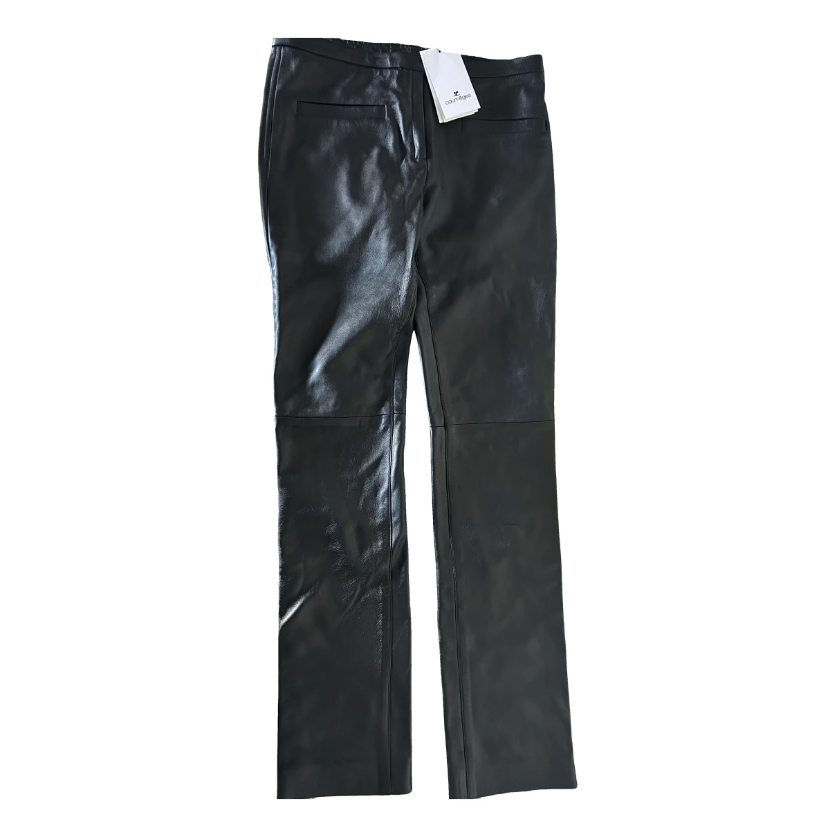 Pre-owned Courrã¨ges Leather Trousers In Black