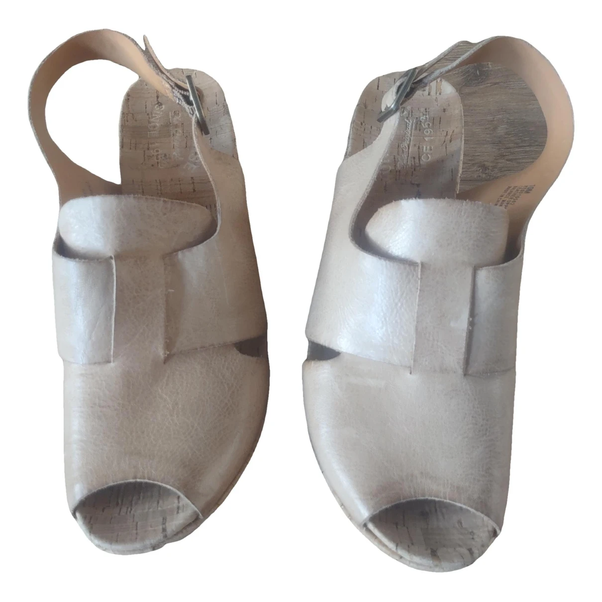Pre-owned Kork-ease Leather Sandal In Camel