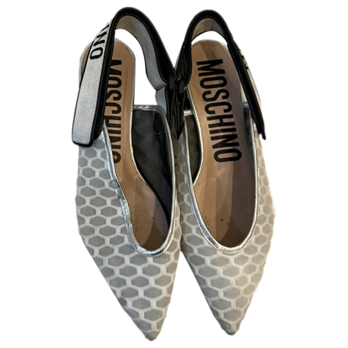 Pre-owned Moschino Cloth Flats In Grey