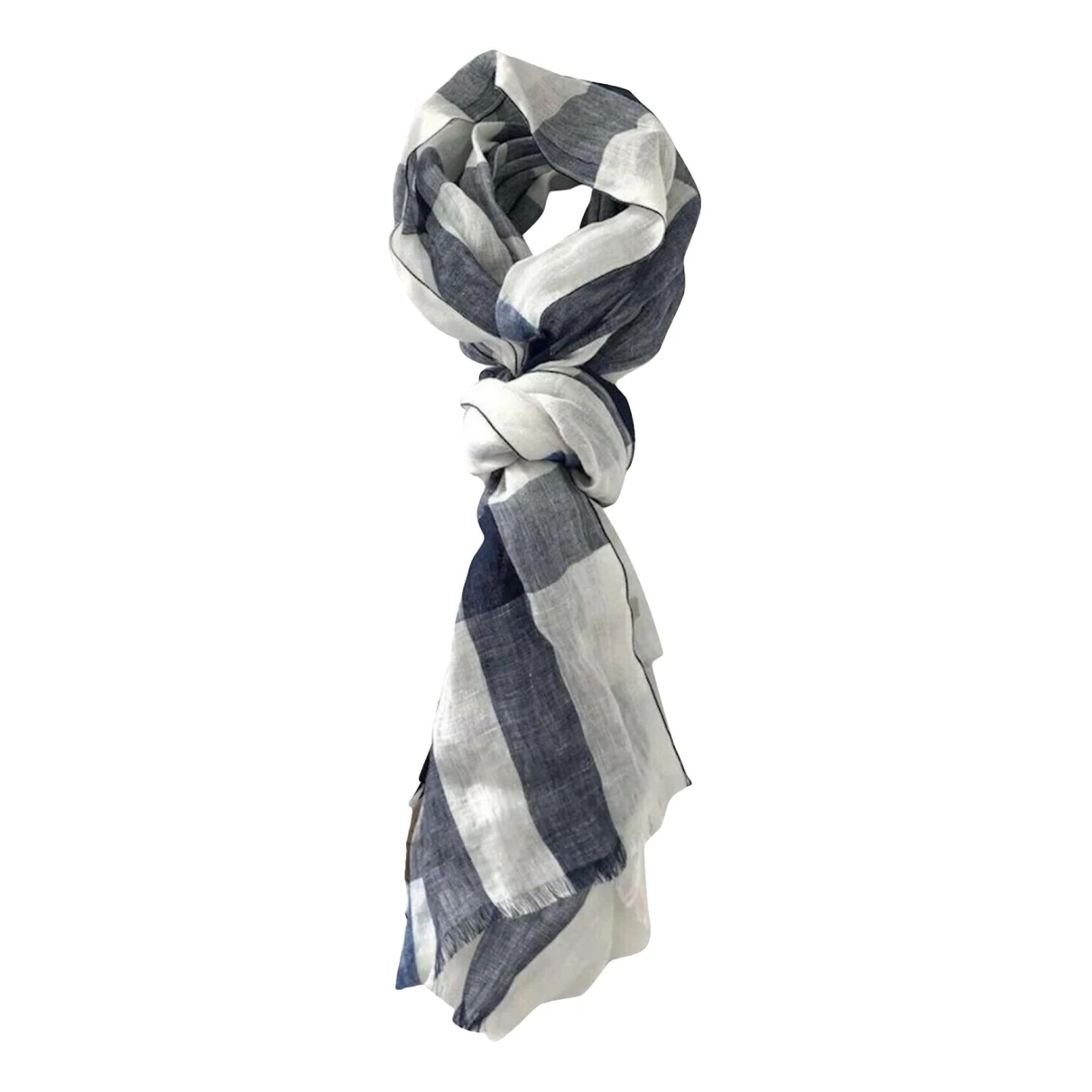 Pre-owned Burberry Linen Scarf In White