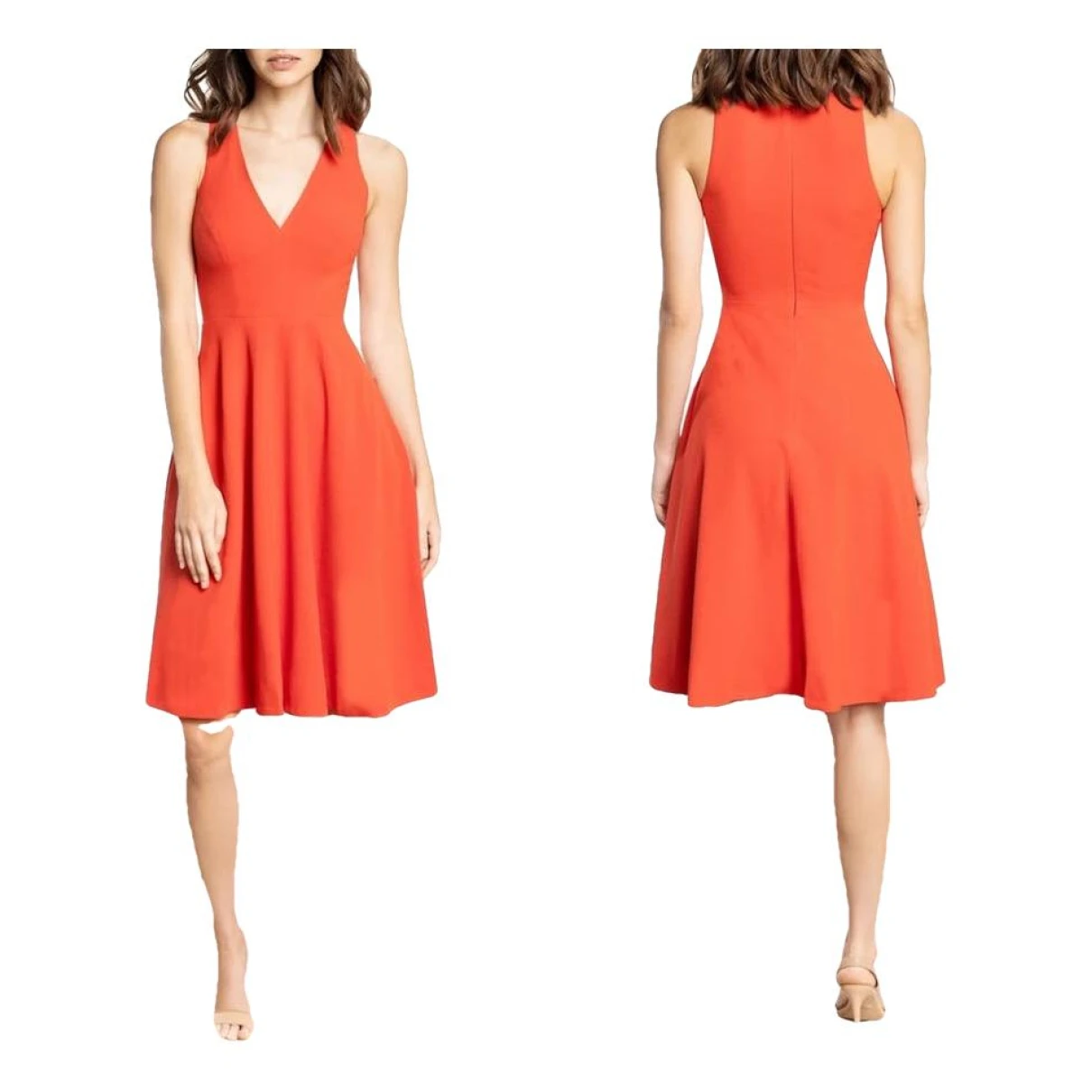 Pre-owned Dress The Population Mid-length Dress In Orange