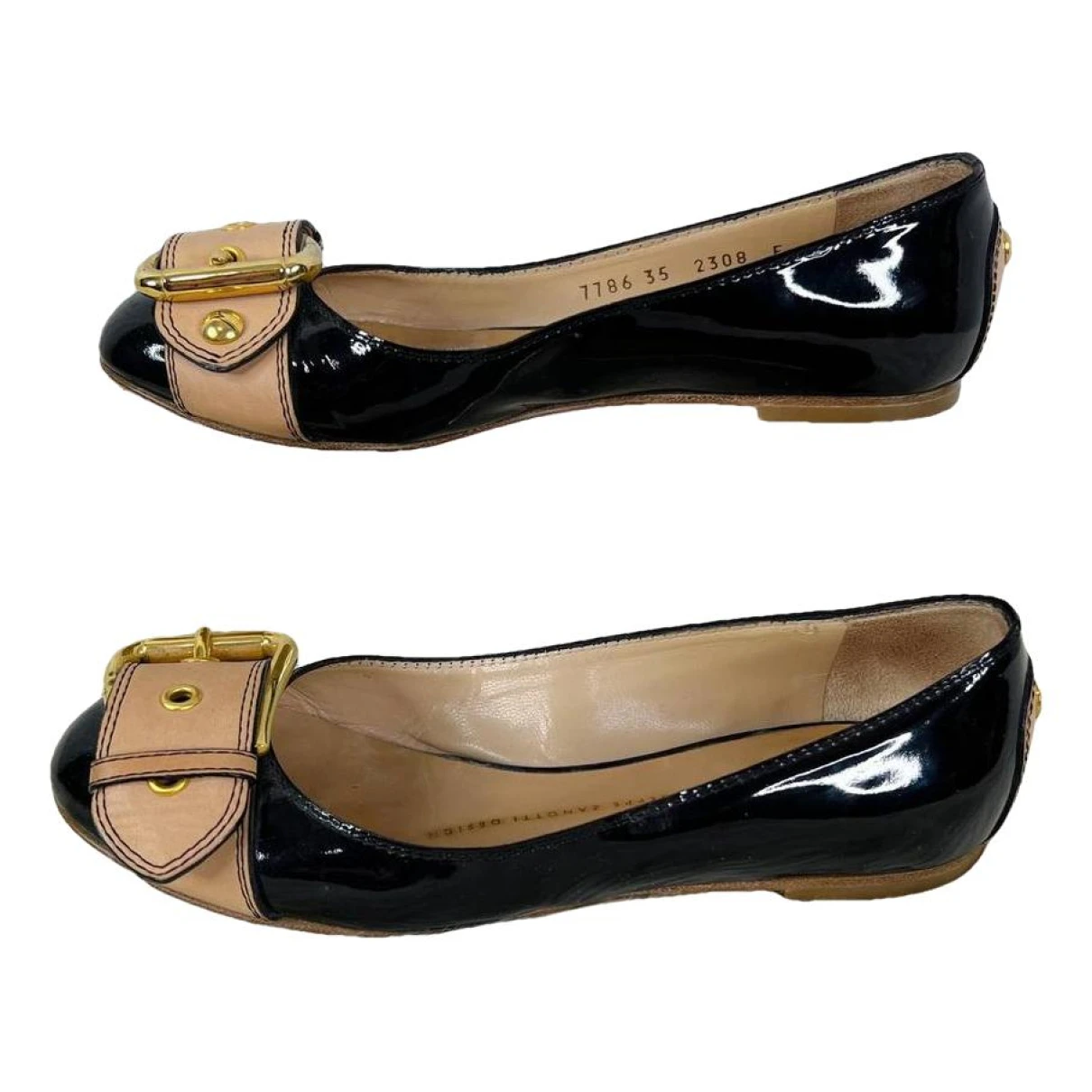Pre-owned Giuseppe Zanotti Patent Leather Flats In Black