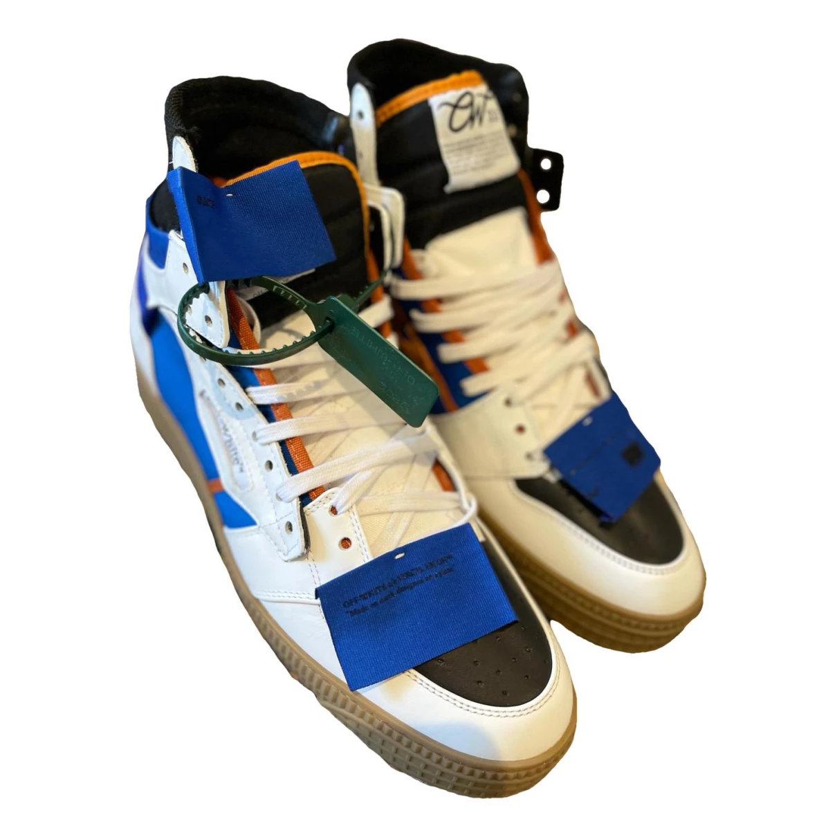 Pre-owned Off-white Off-court Leather High Trainers In Blue