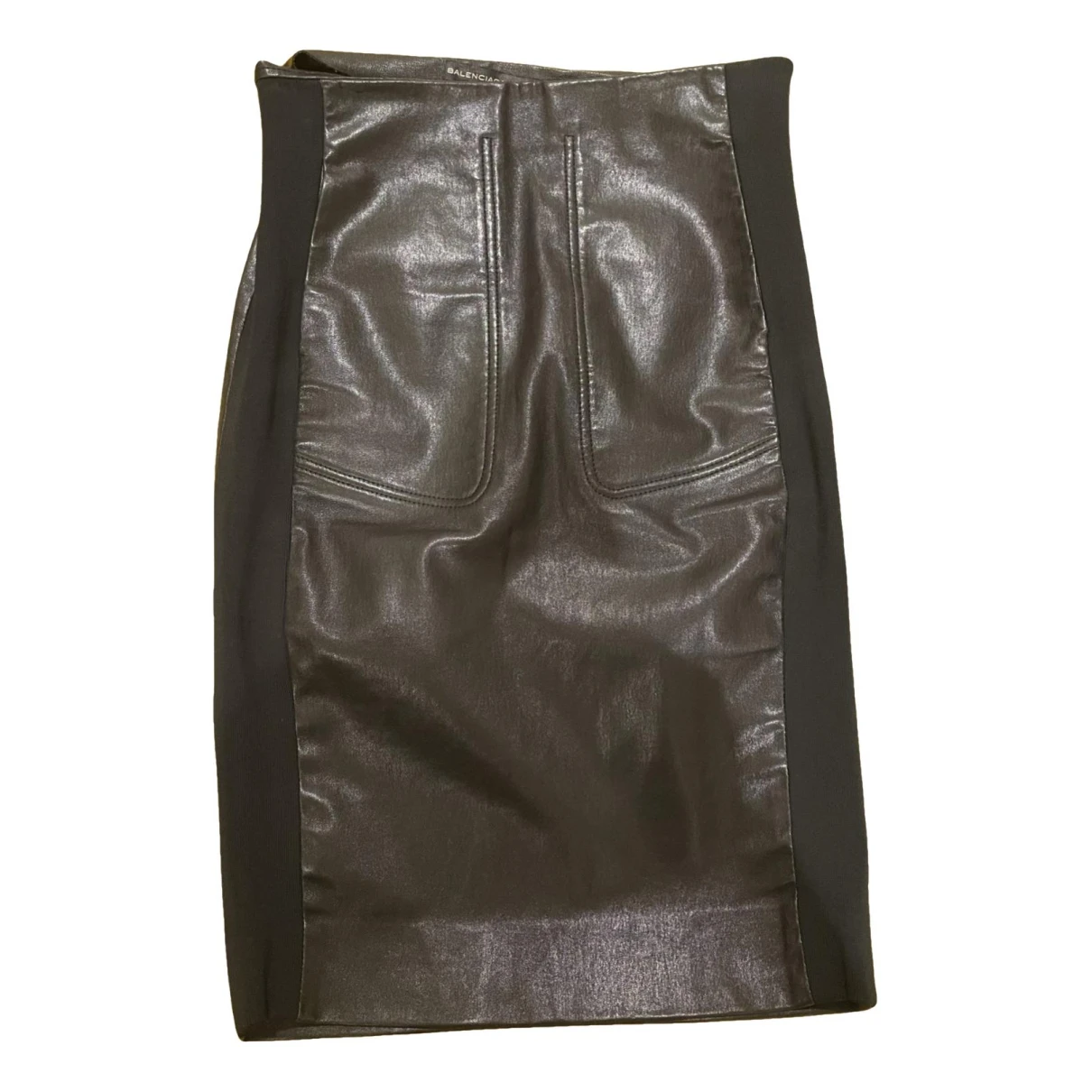 Pre-owned Balenciaga Leather Mid-length Skirt In Black