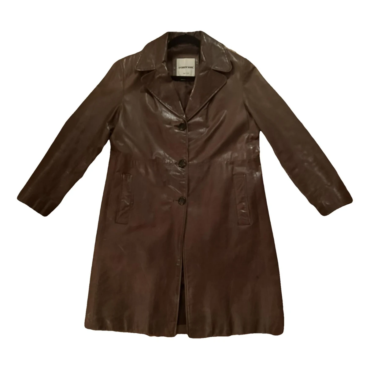 Pre-owned Andrew Marc Leather Coat In Brown