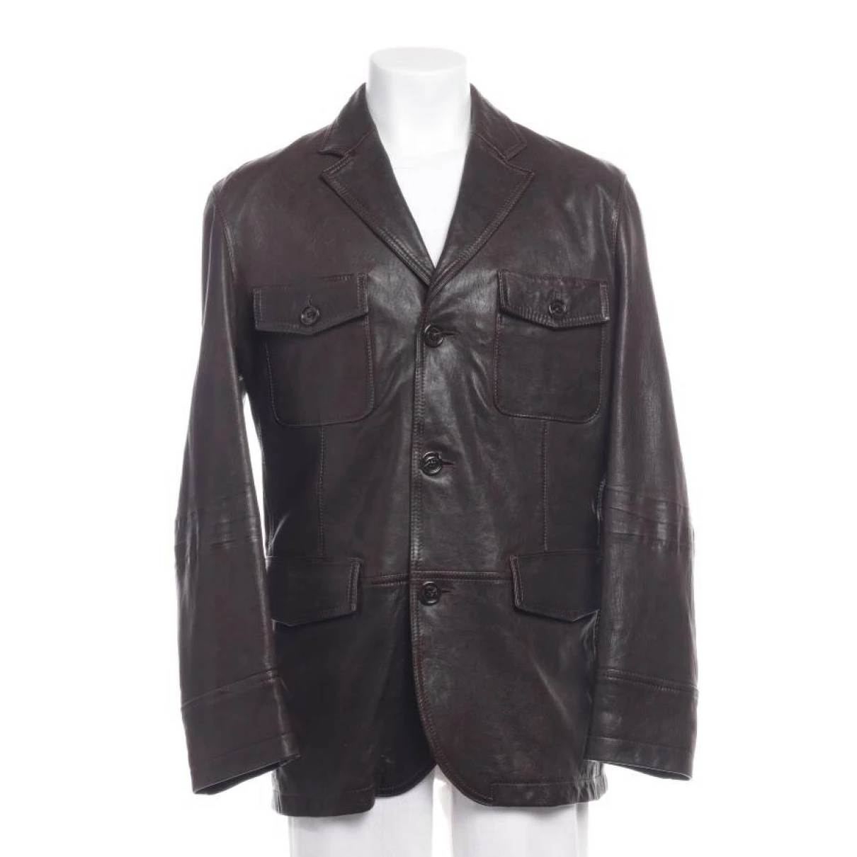 Pre-owned Burberry Leather Coat In Brown
