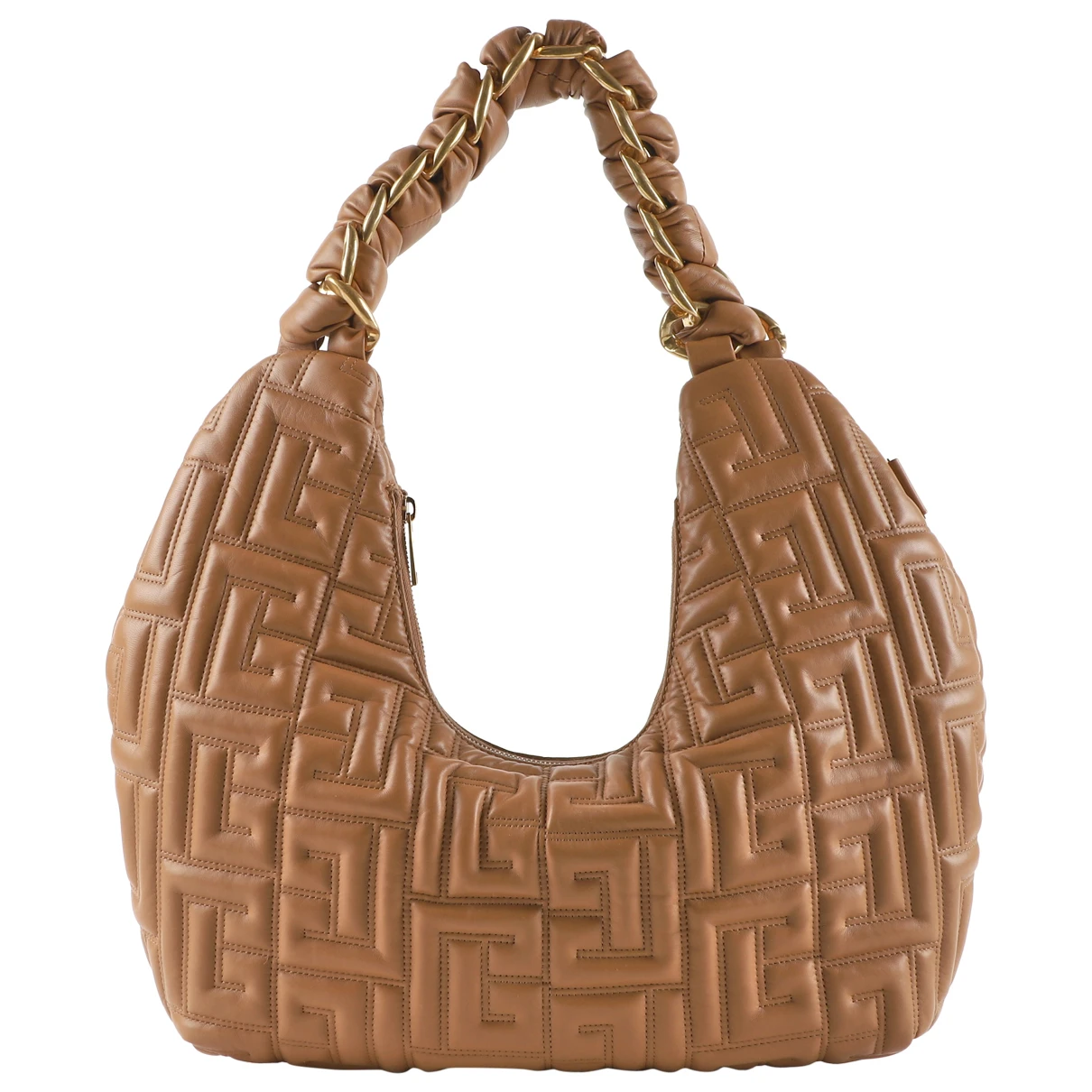 Pre-owned Balmain Leather Handbag In Camel