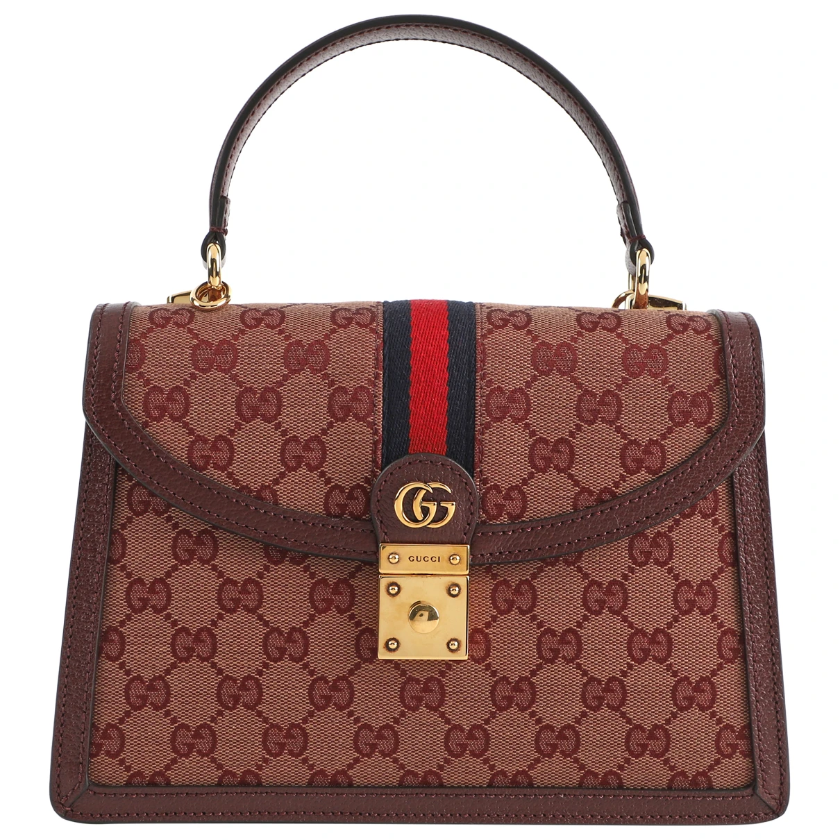 Pre-owned Gucci Ophidia Leather Handbag In Burgundy