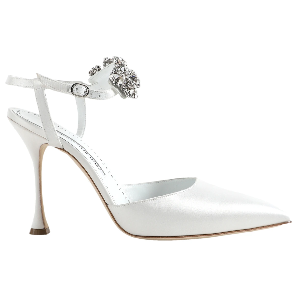Pre-owned Manolo Blahnik Cloth Sandals In White