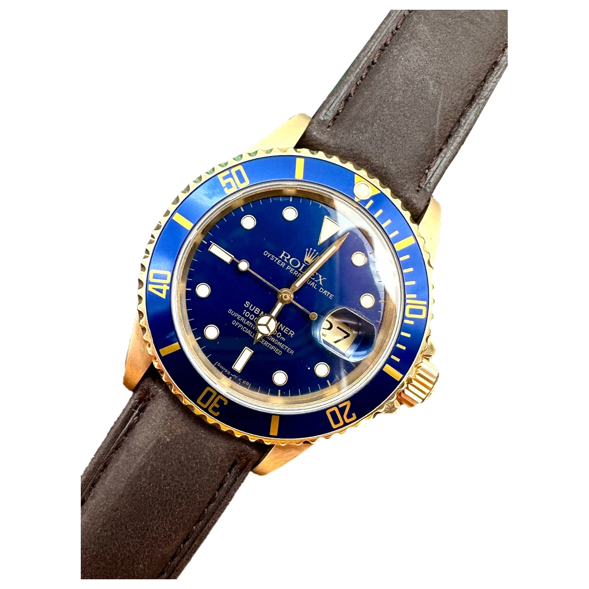 Pre-owned Rolex Submariner Gold Watch In Blue