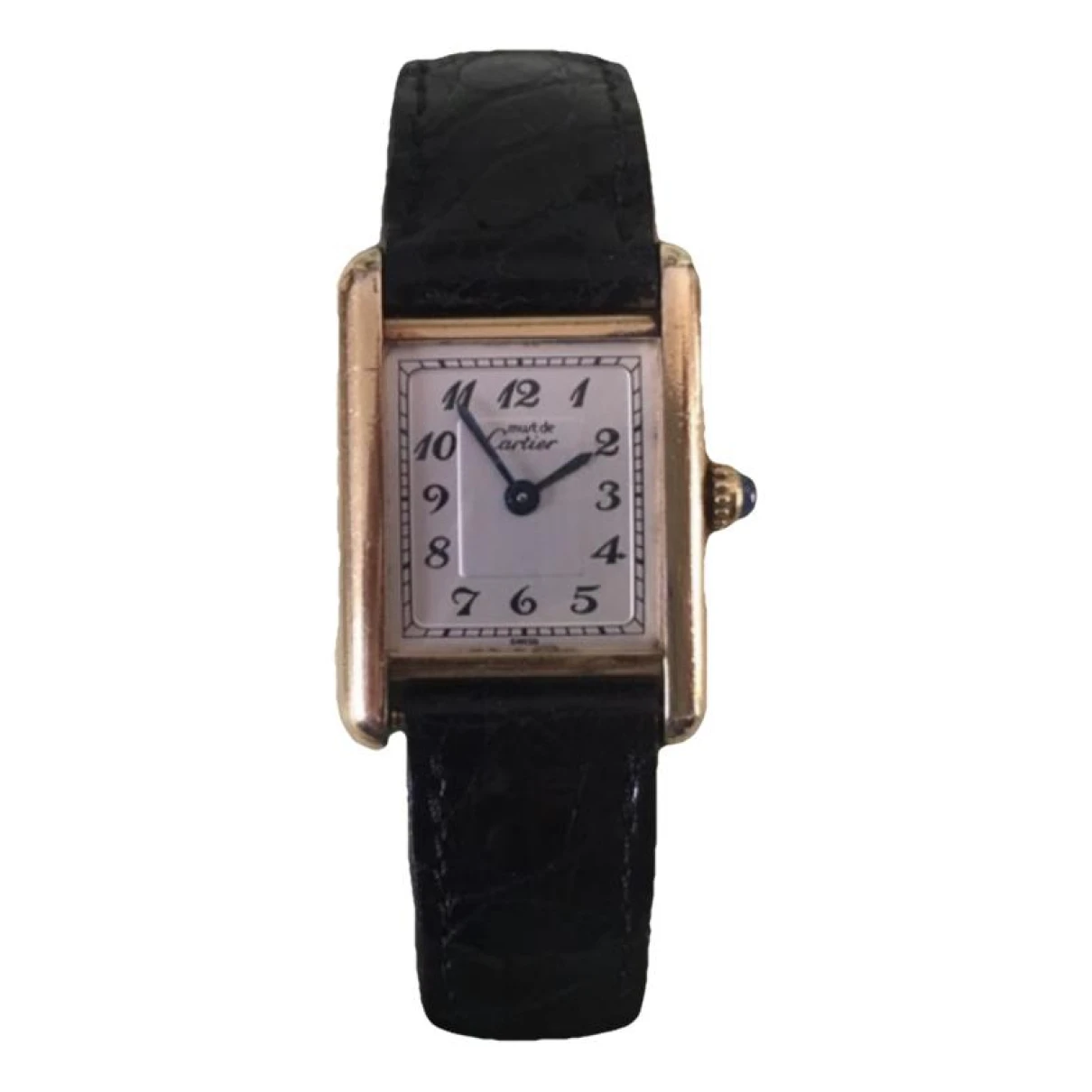 Pre-owned Cartier Tank Must Silver Gilt Watch In Black