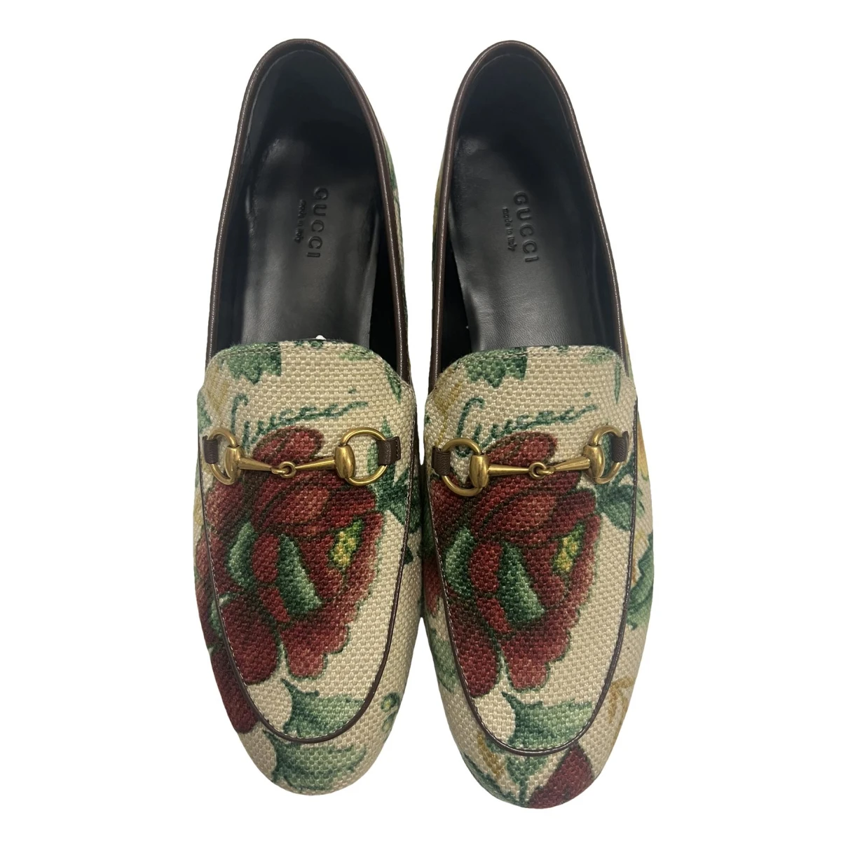 Pre-owned Gucci Jordaan Cloth Flats In Multicolour