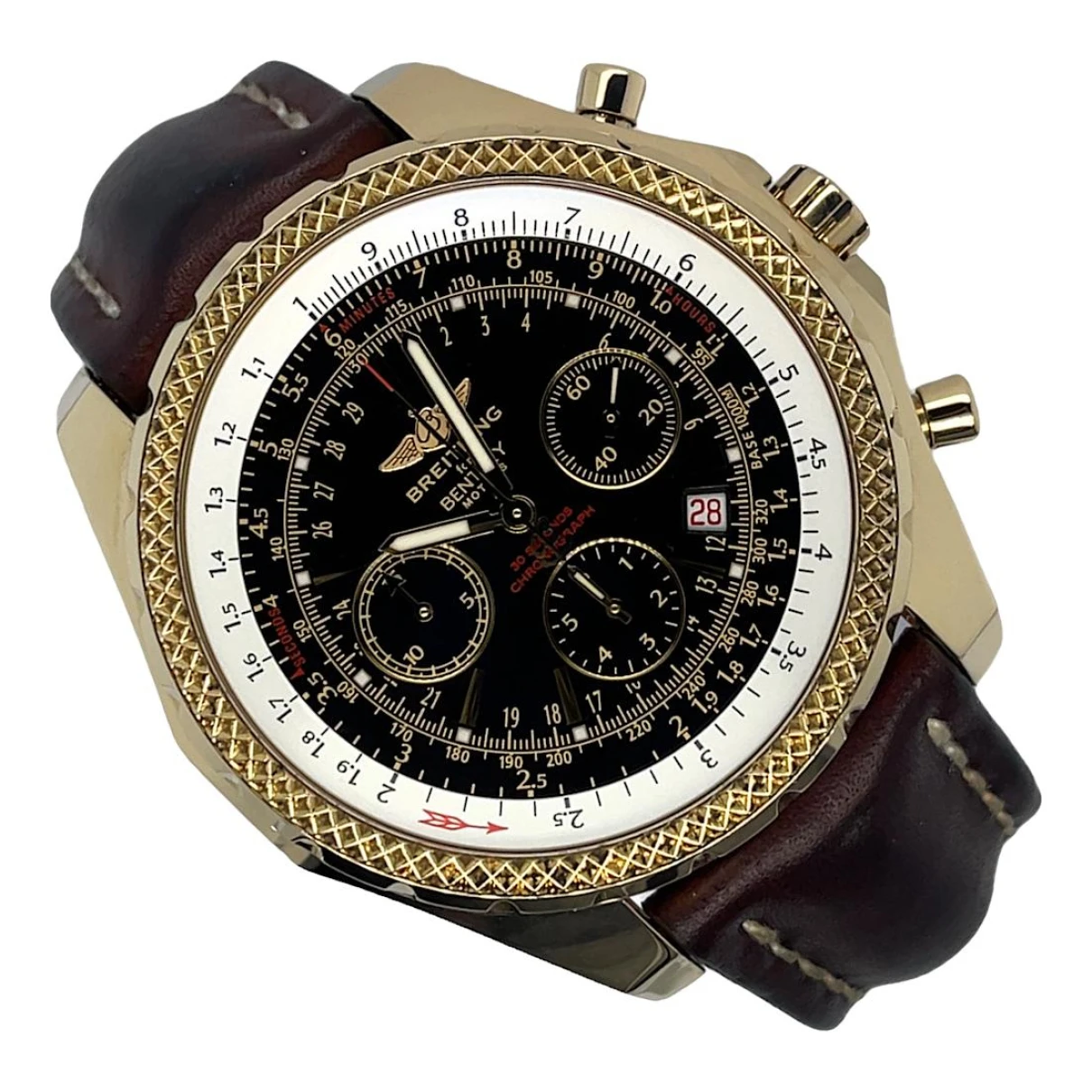 Pre-owned Breitling For Bentley Yellow Gold Watch In Brown