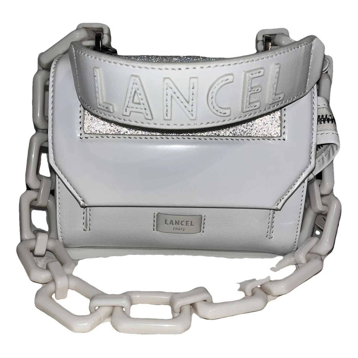 Pre-owned Lancel Ninon Leather Handbag In White