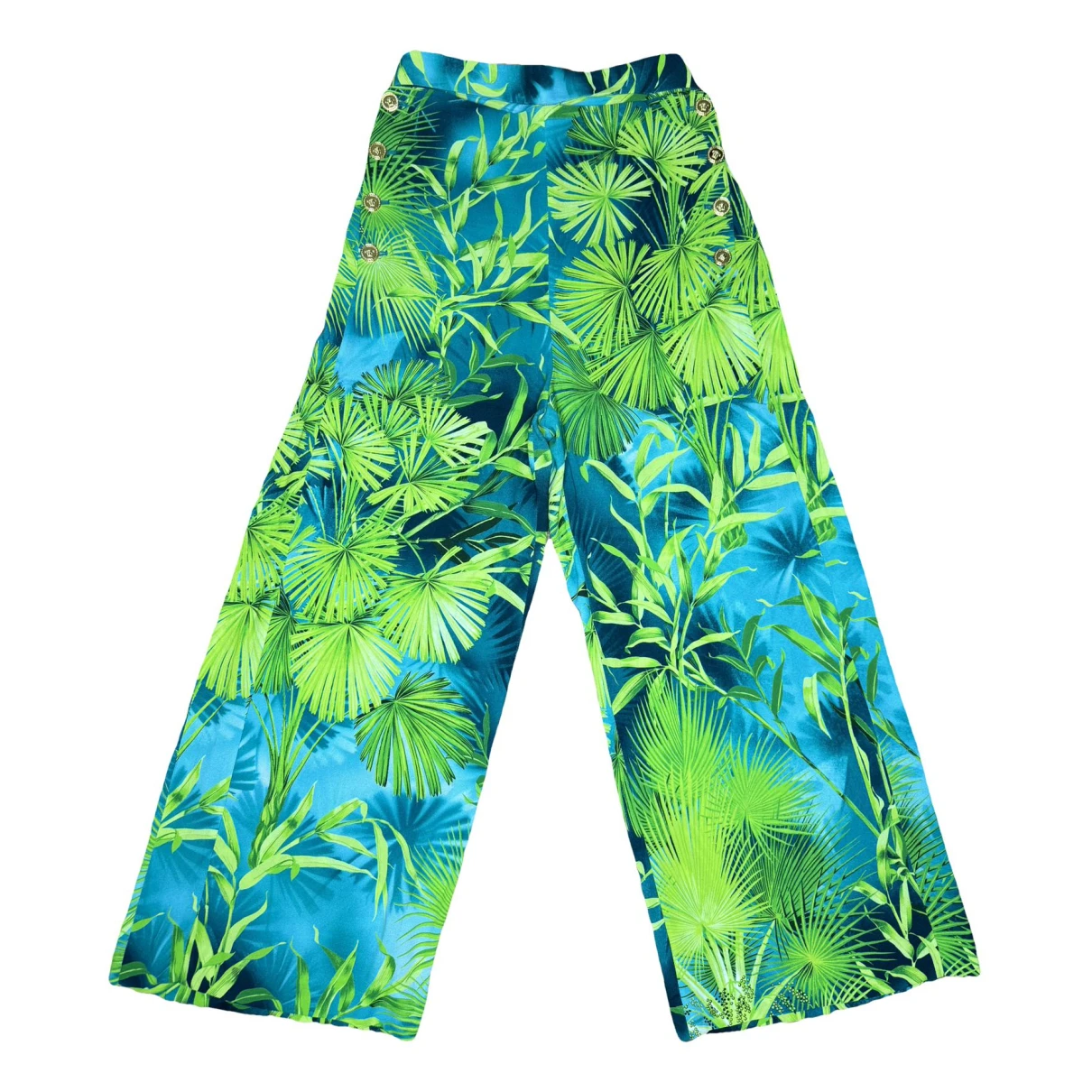 Pre-owned Versace Silk Trousers In Green