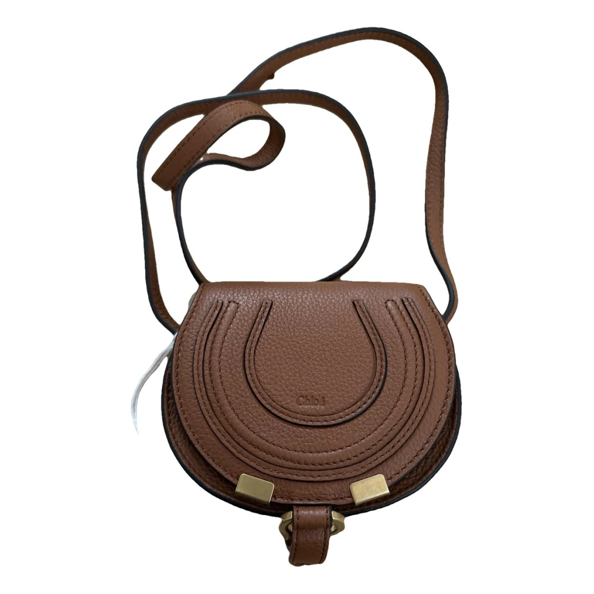 Pre-owned Chloé Marcie Half Flap Leather Crossbody Bag In Brown