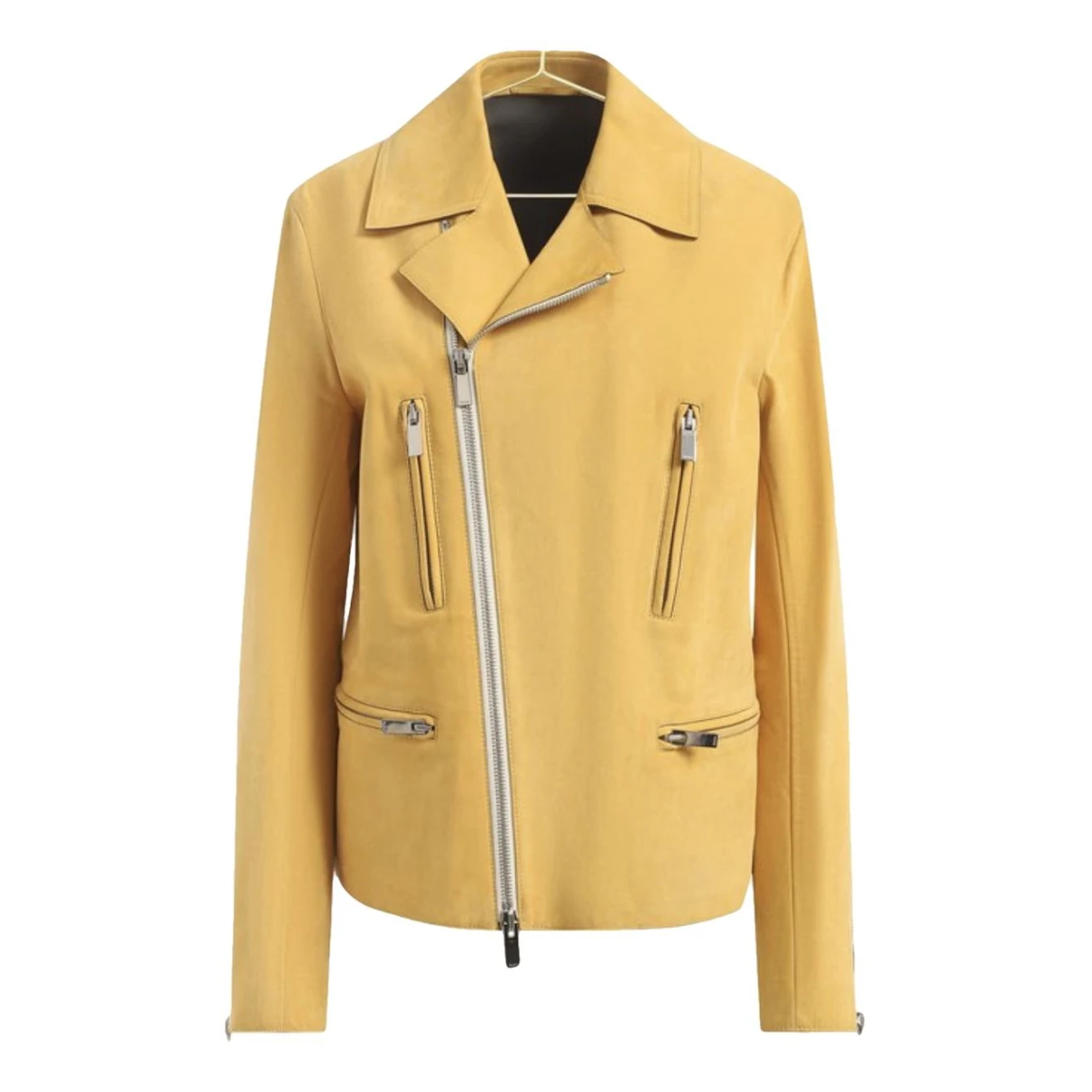 Pre-owned Berluti Leather Biker Jacket In Yellow