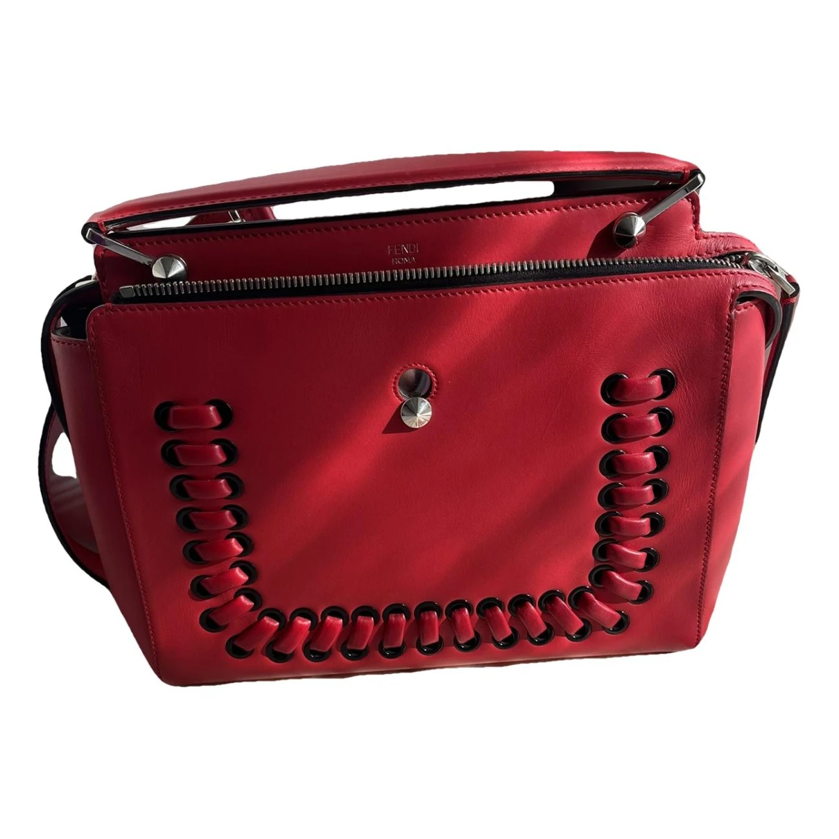 Pre-owned Fendi Dot Com Leather Handbag In Red