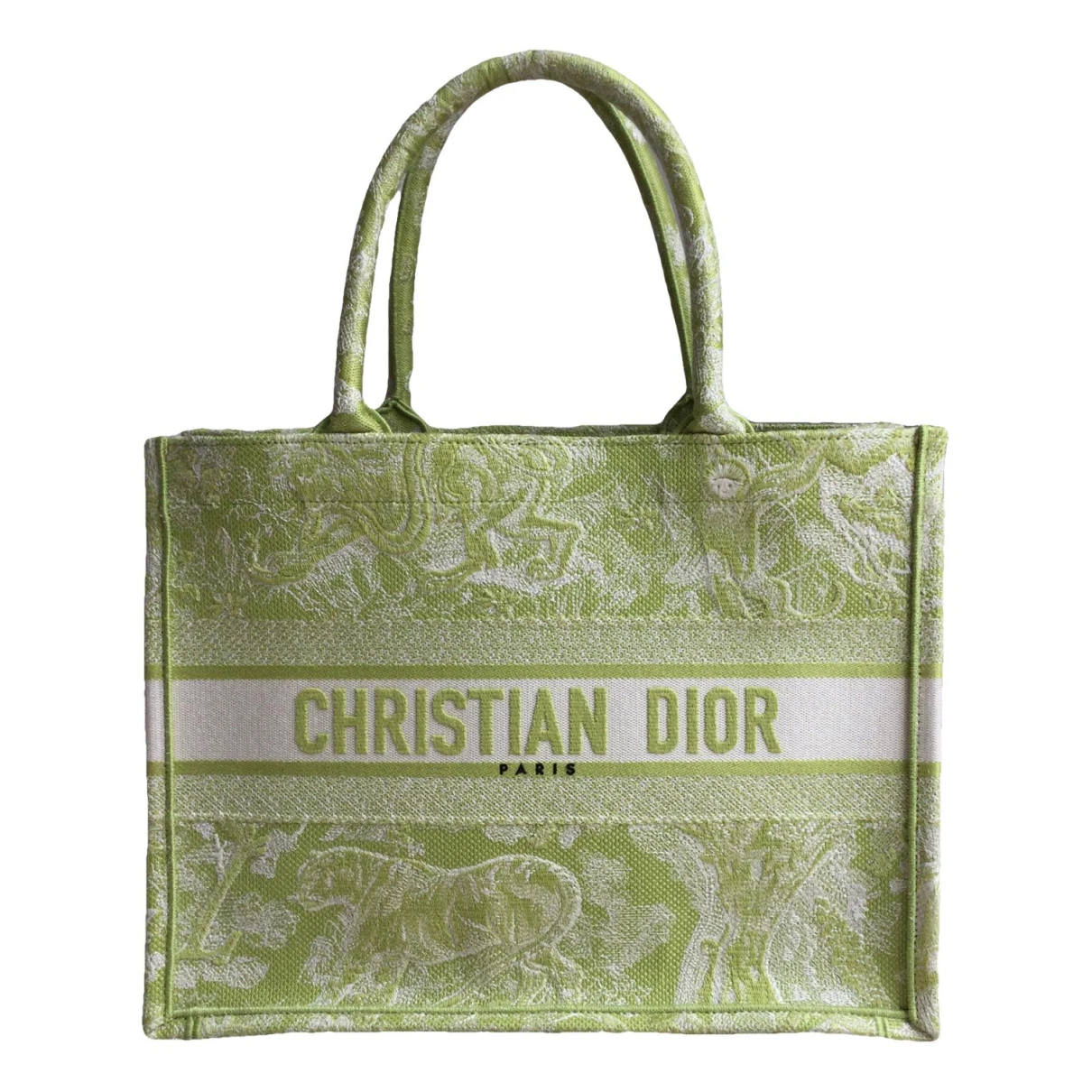 Pre-owned Dior Book Tote Cloth Tote In Green