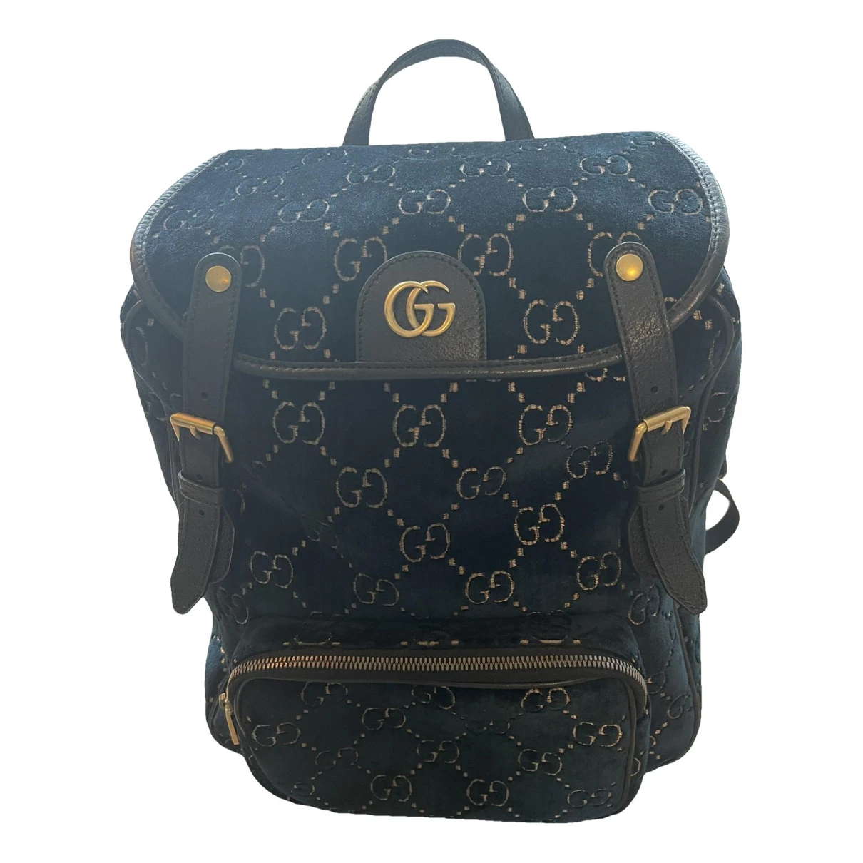 Pre-owned Gucci Velvet Backpack In Blue