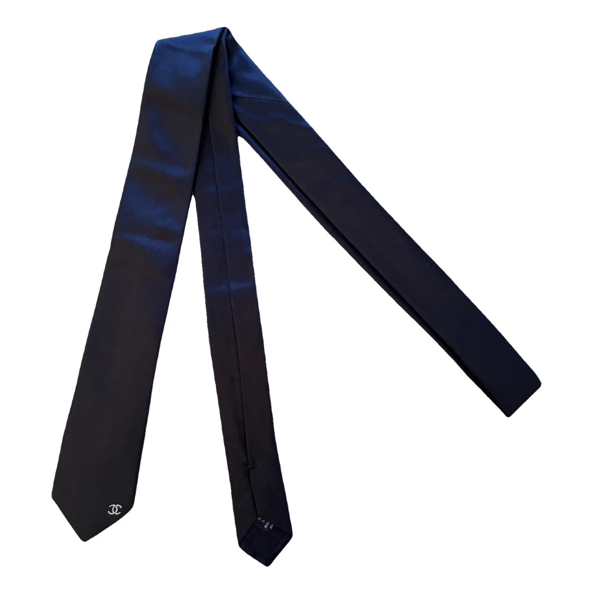 Pre-owned Chanel Silk Tie In Black
