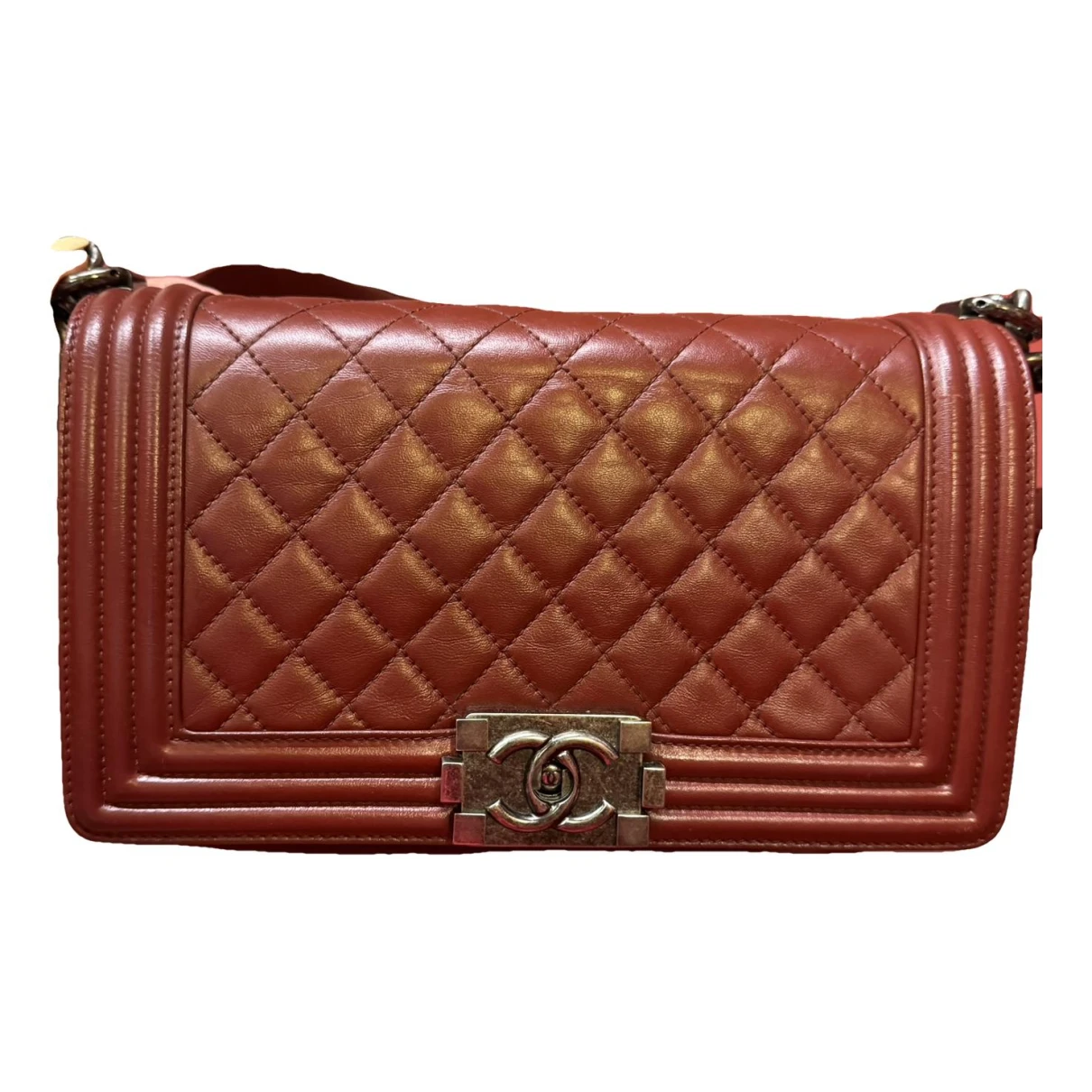 Pre-owned Chanel Boy Leather Crossbody Bag In Burgundy