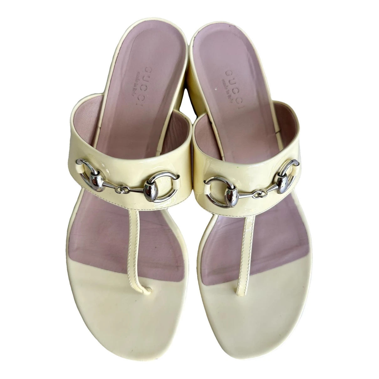 Pre-owned Gucci Patent Leather Sandal In Yellow
