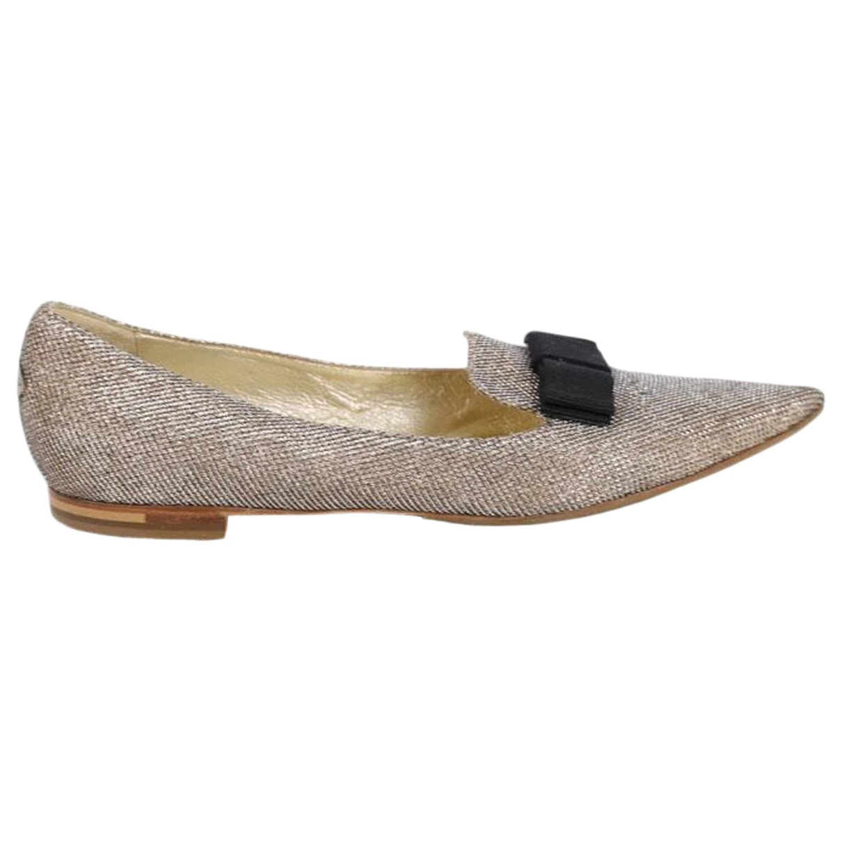 Pre-owned Jimmy Choo Glitter Flats In Gold