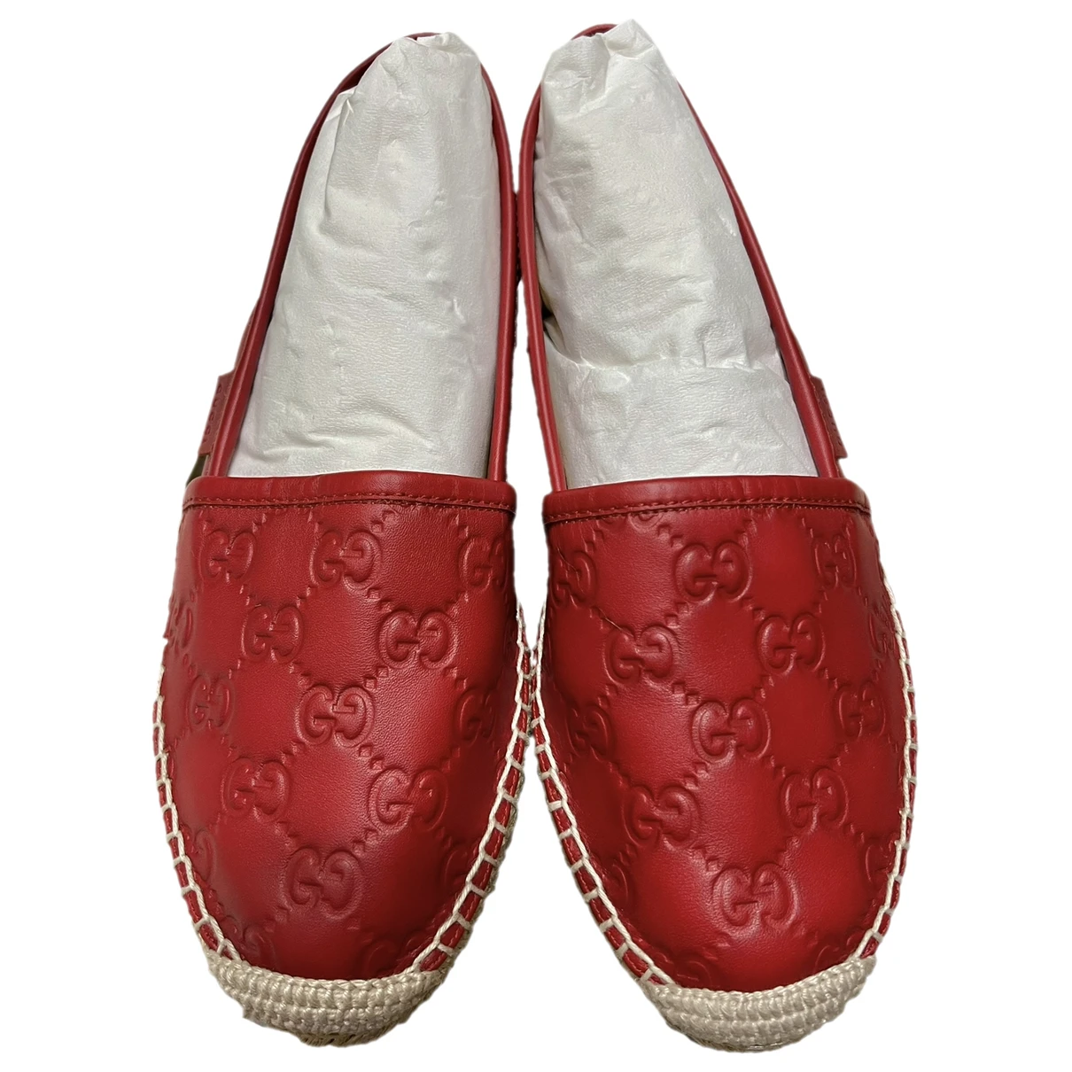 Pre-owned Gucci Leather Flats In Red