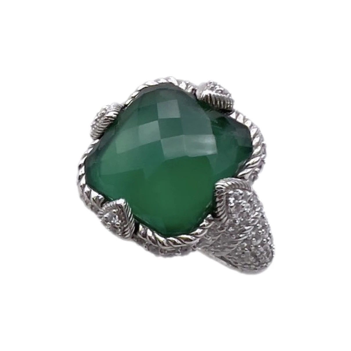 Pre-owned Judith Ripka Silver Ring In Green
