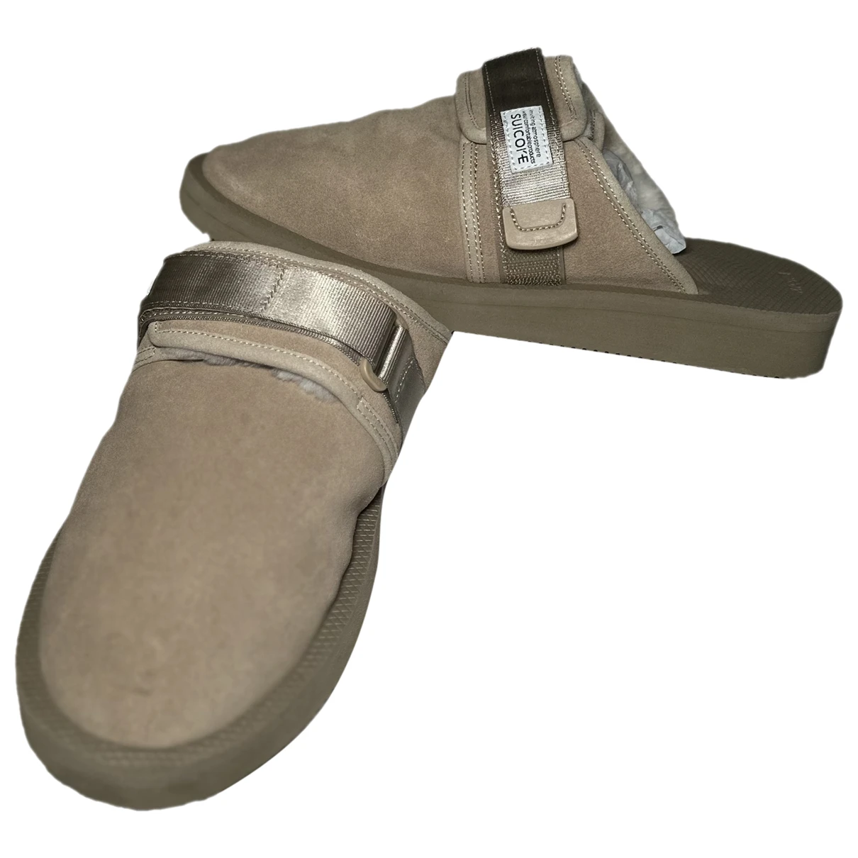 Pre-owned Suicoke Pony-style Calfskin Trainers In Beige