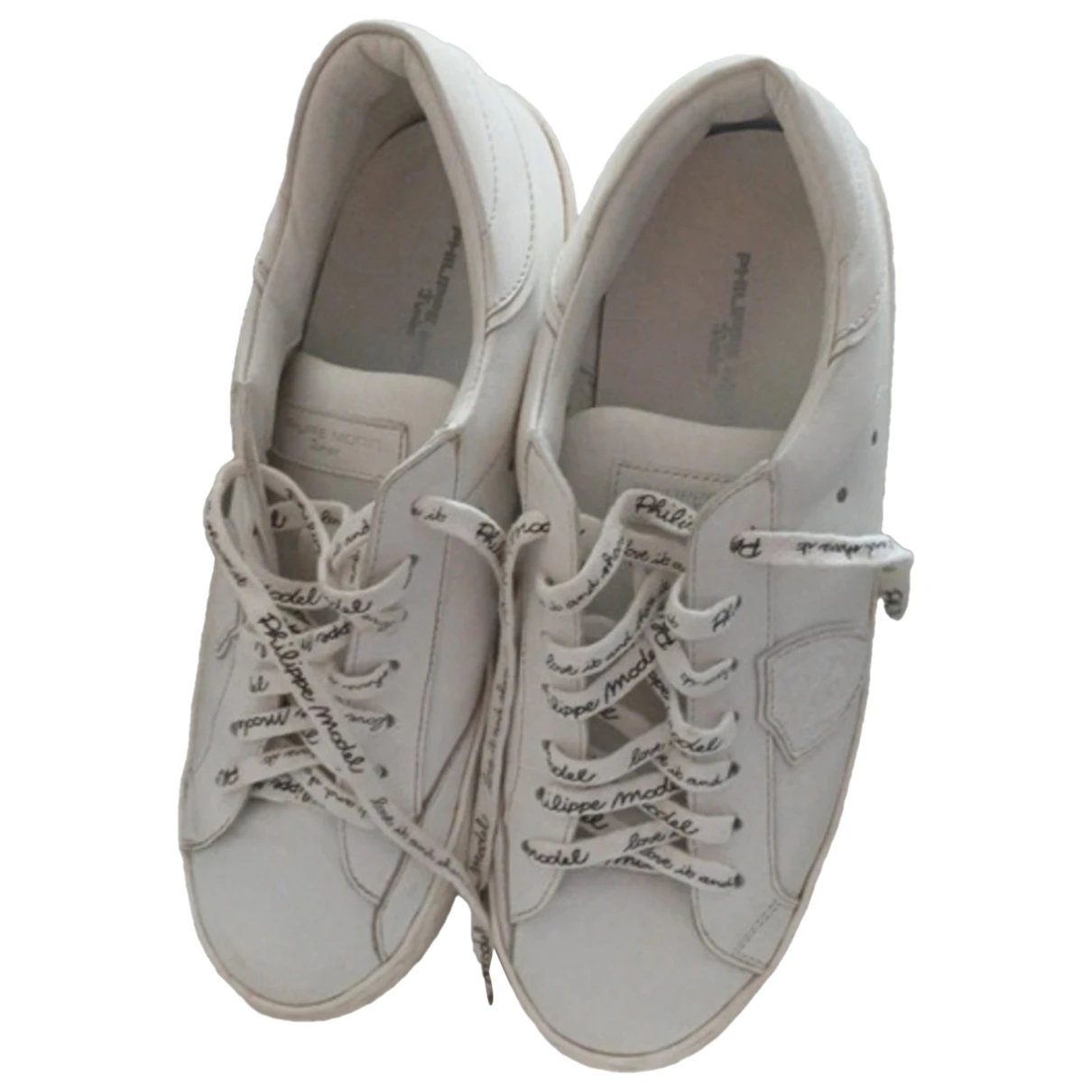 Pre-owned Philippe Model Leather Lace Ups In White