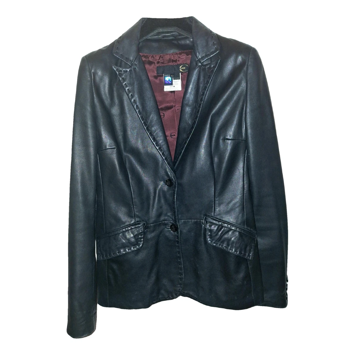 Pre-owned Just Cavalli Leather Blazer In Black