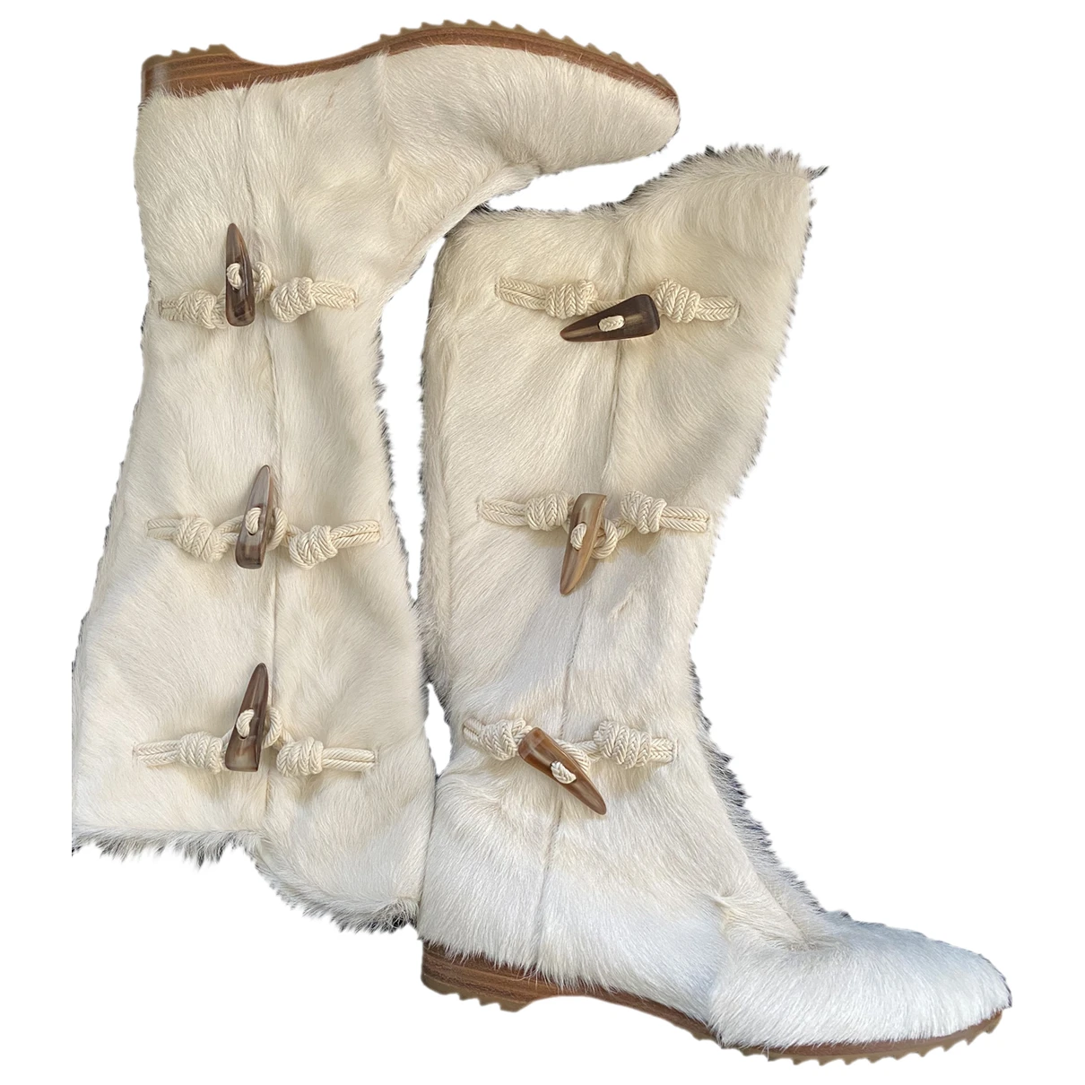 Pre-owned Sergio Rossi Pony-style Calfskin Boots In White