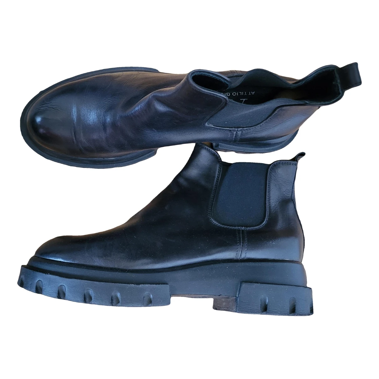 Pre-owned Agl Attilio Giusti Leombruni Leather Ankle Boots In Black
