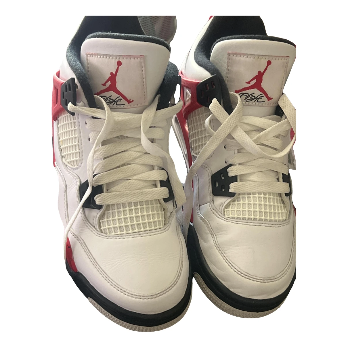Pre-owned Jordan 4 Leather Flats In White