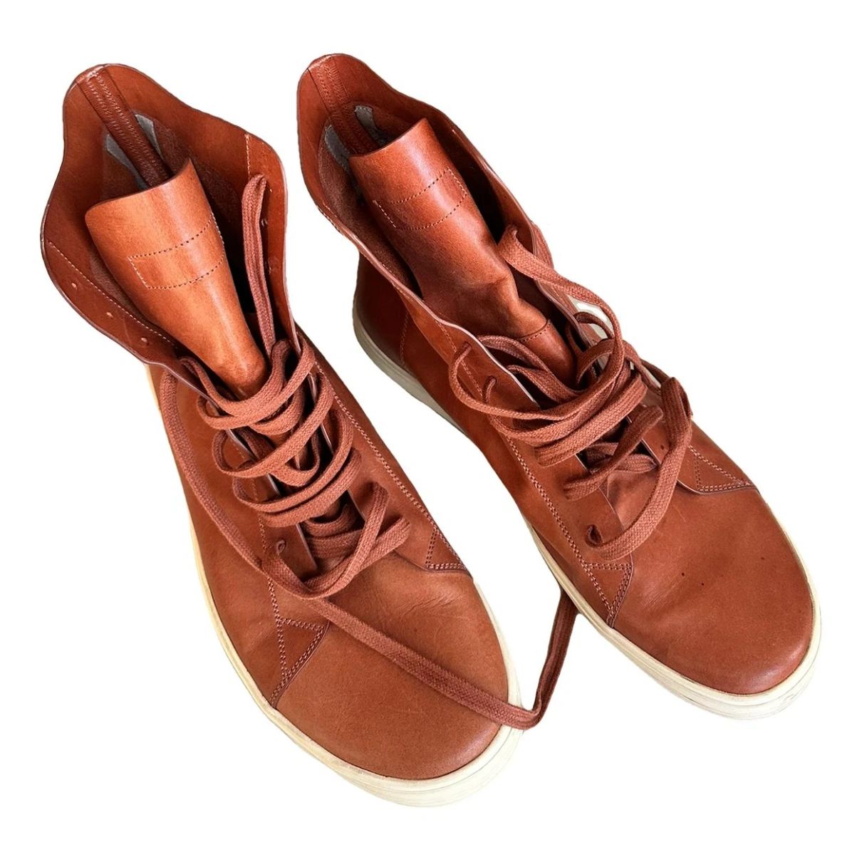Pre-owned Rick Owens Leather Boots In Camel
