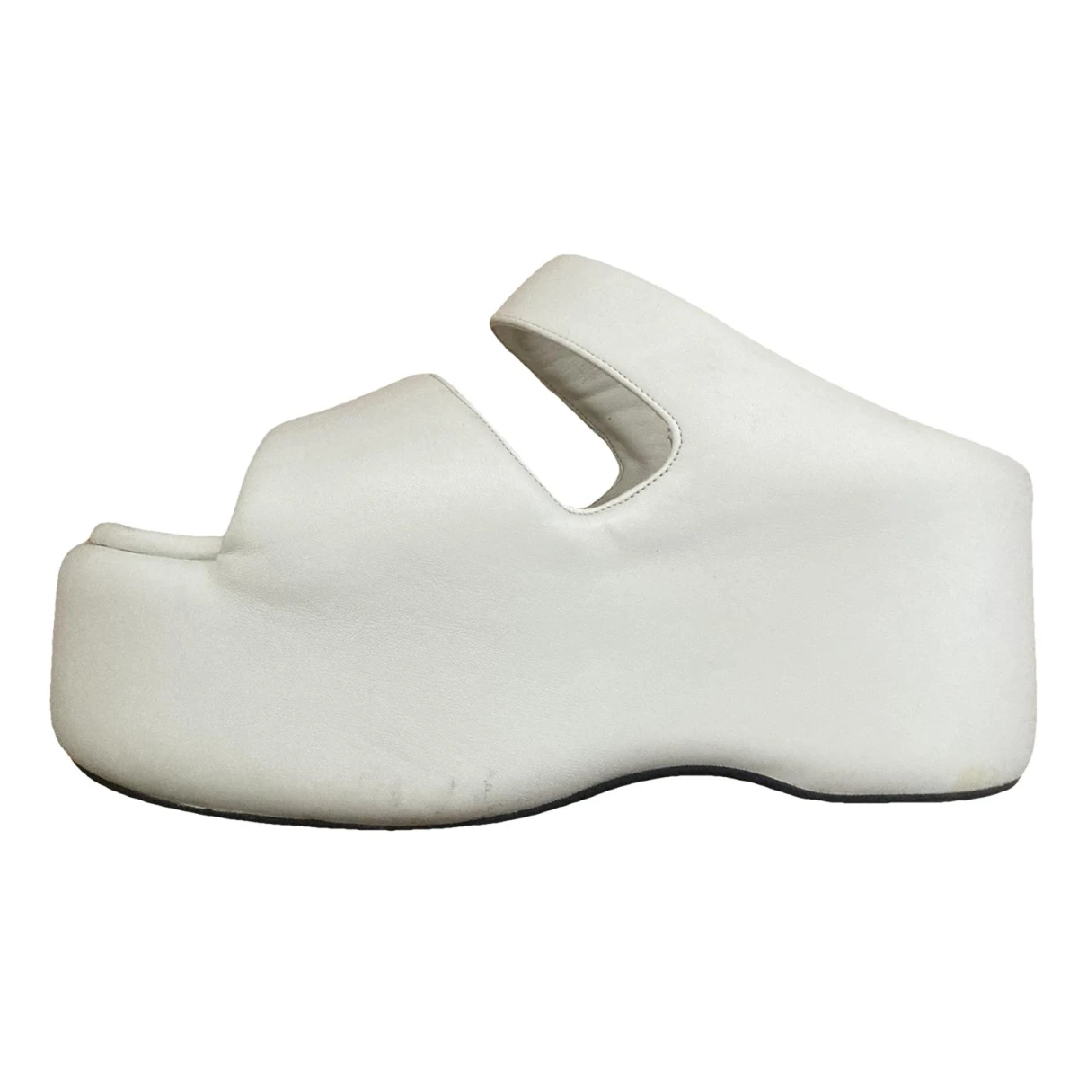 Pre-owned Miller Vegan Leather Mules In White
