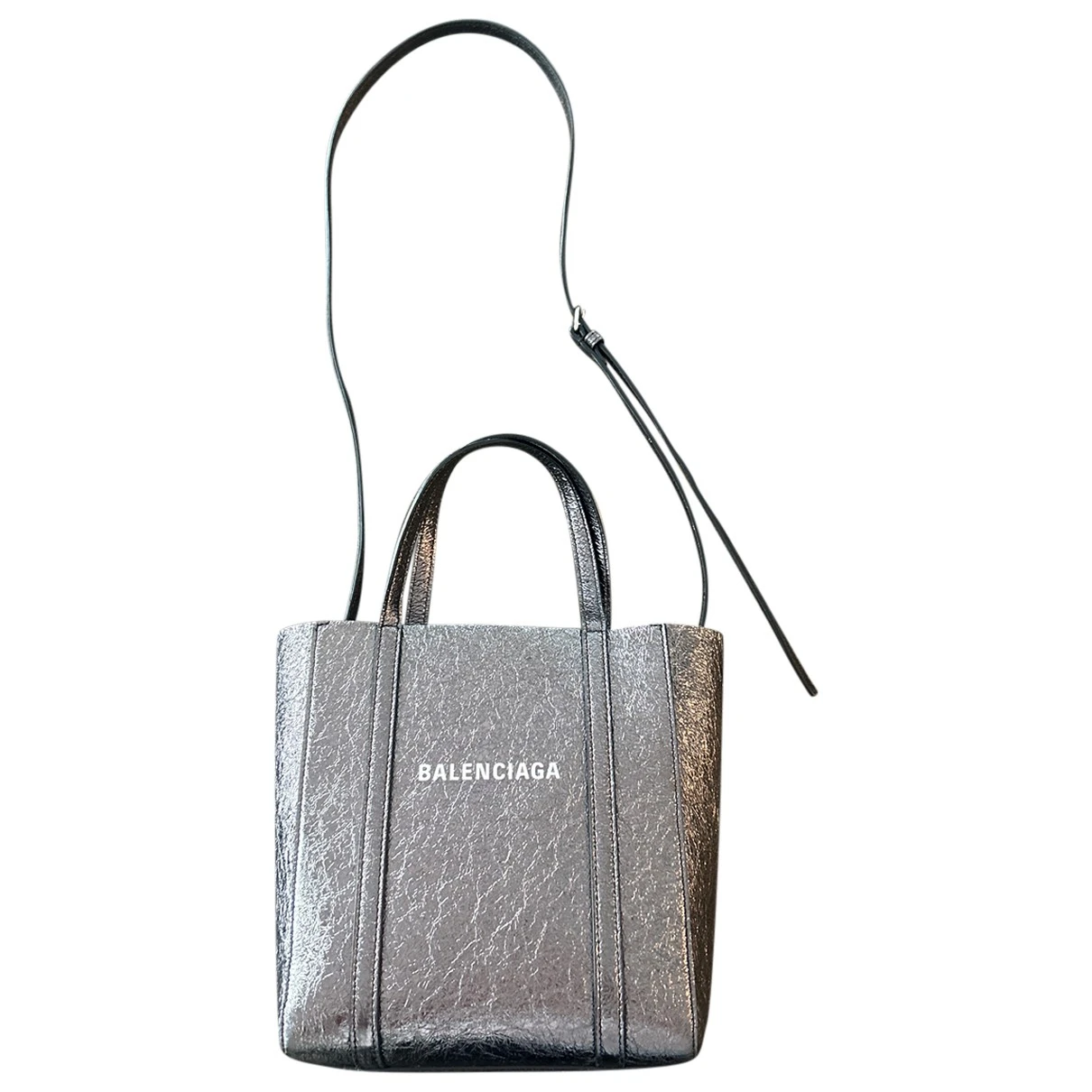 Pre-owned Balenciaga Eveyday Cabas Leather Tote In Grey