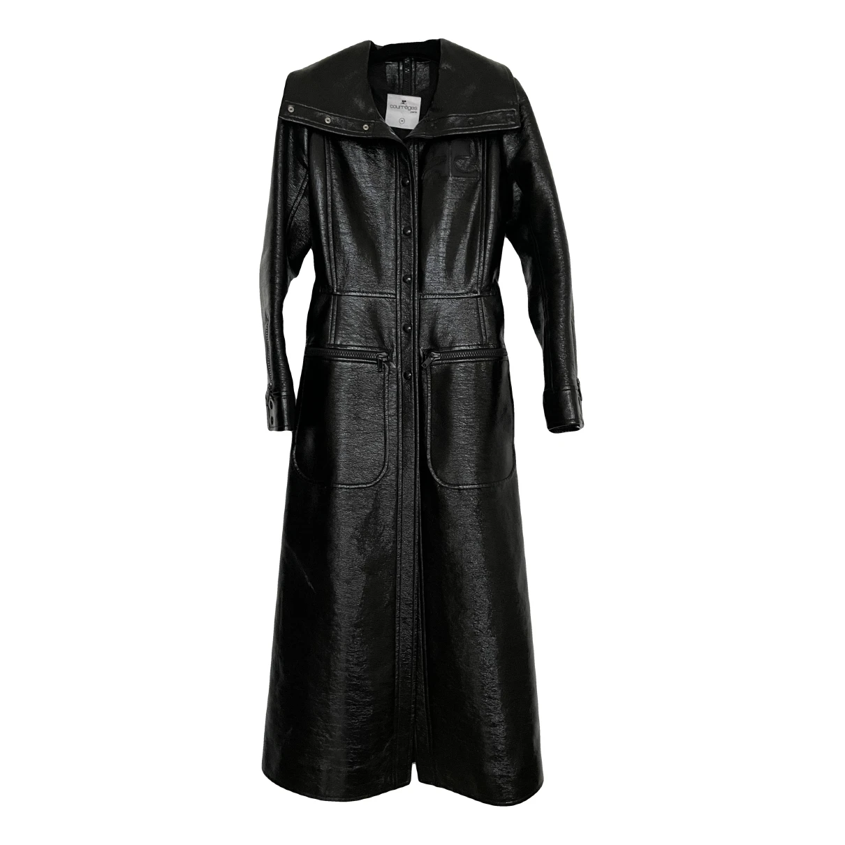 Pre-owned Courrèges Vinyl Trench Coat In Black