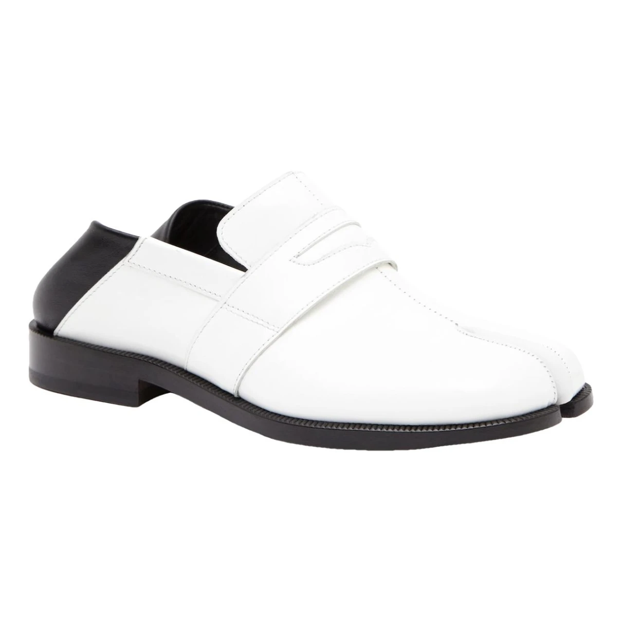 Pre-owned Maison Margiela Tabi Leather Flats In White