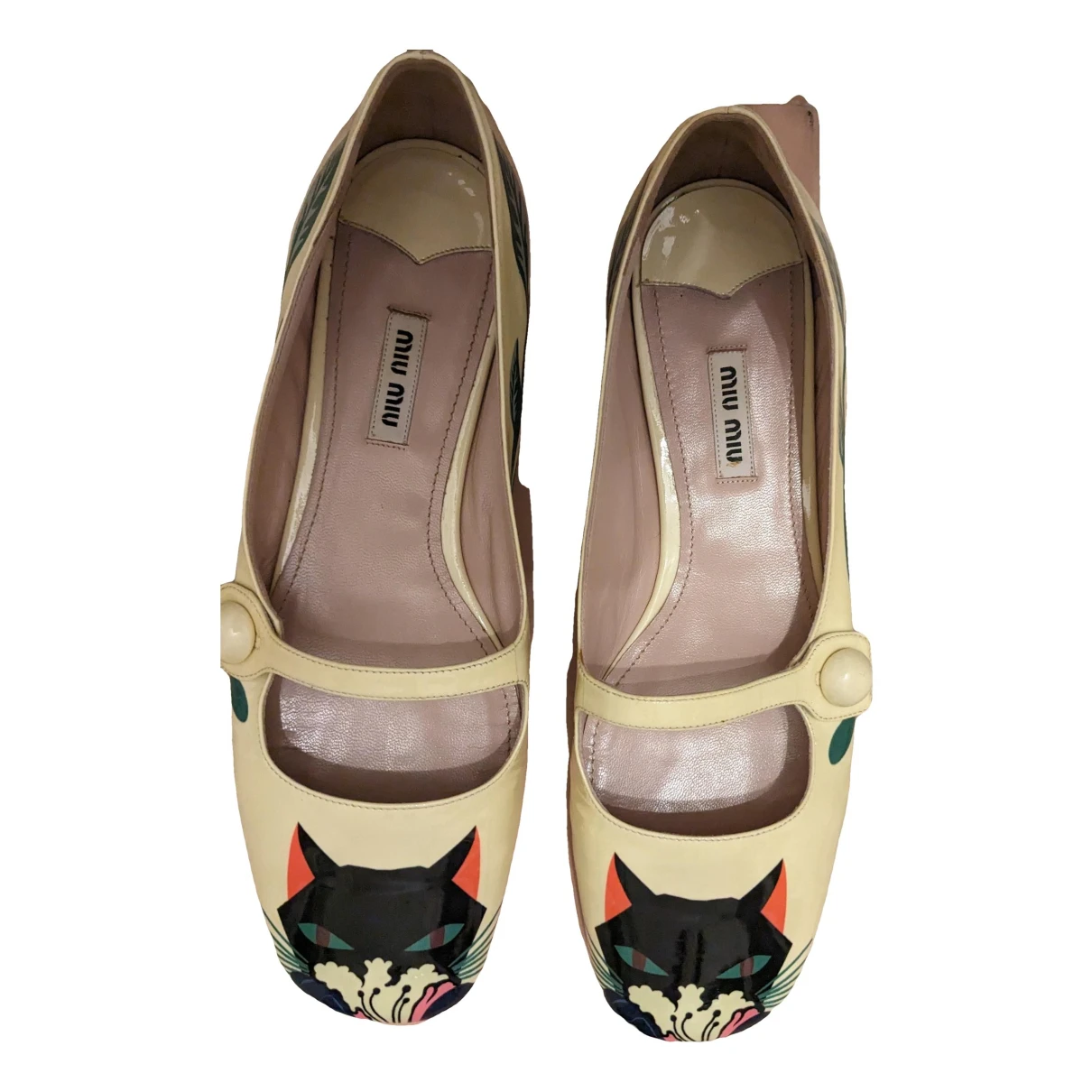 Pre-owned Miu Miu Leather Ballet Flats In Yellow